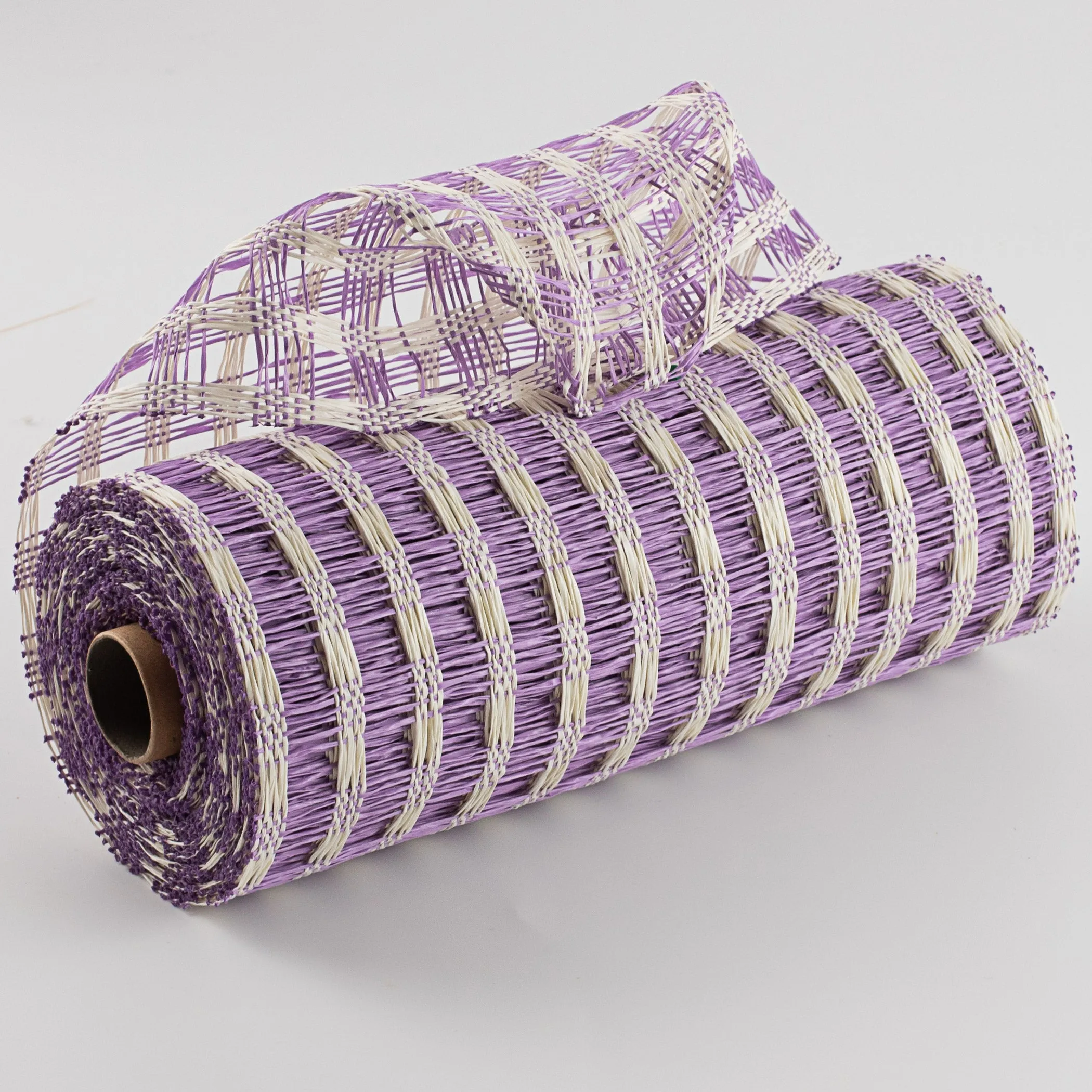 10" Poly Burlap Check Mesh: Lavender & Cream