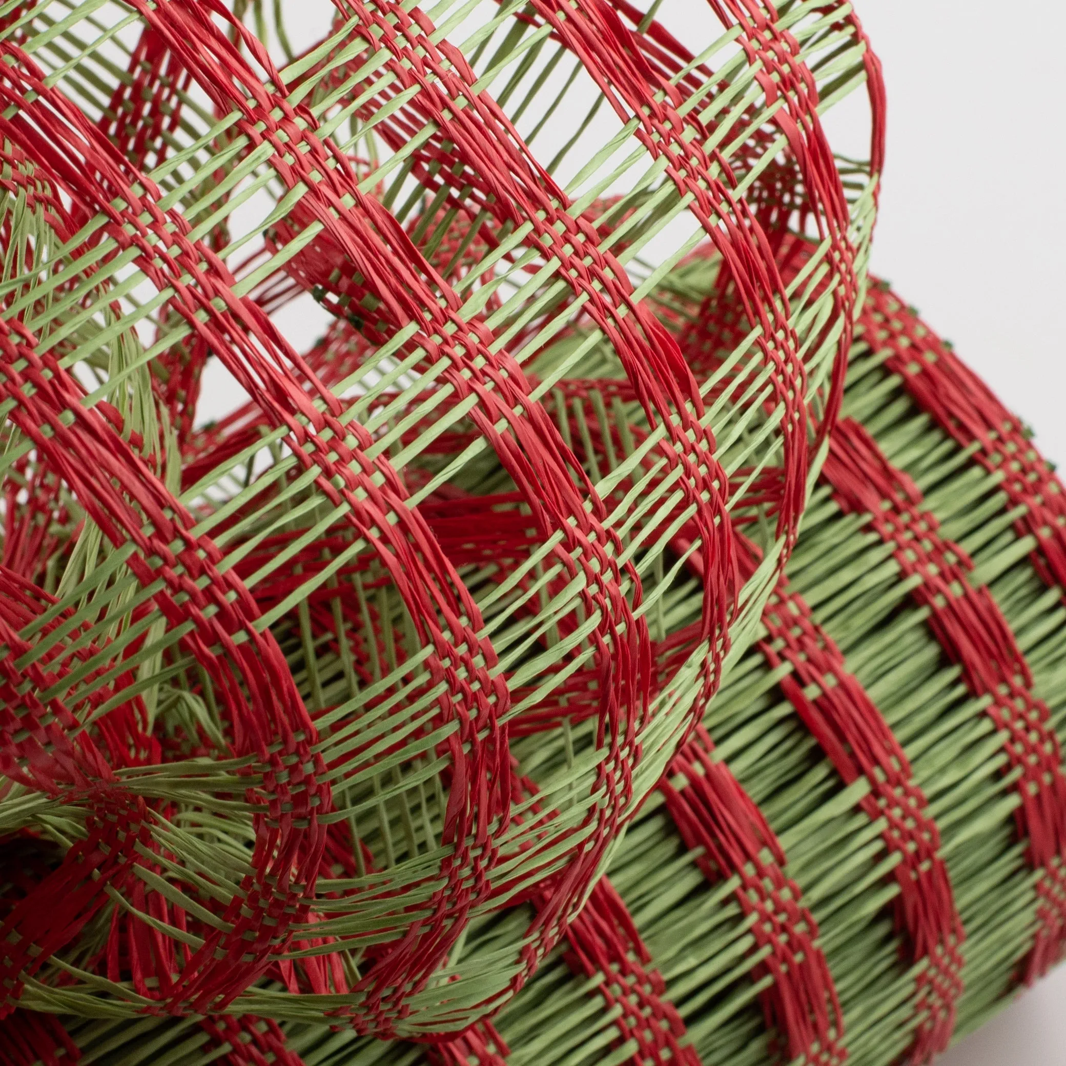 10" Poly Burlap Check Mesh: Lime Green & Red