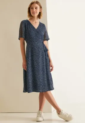 143567- Printed Wrap Dress- deep blue- Street One