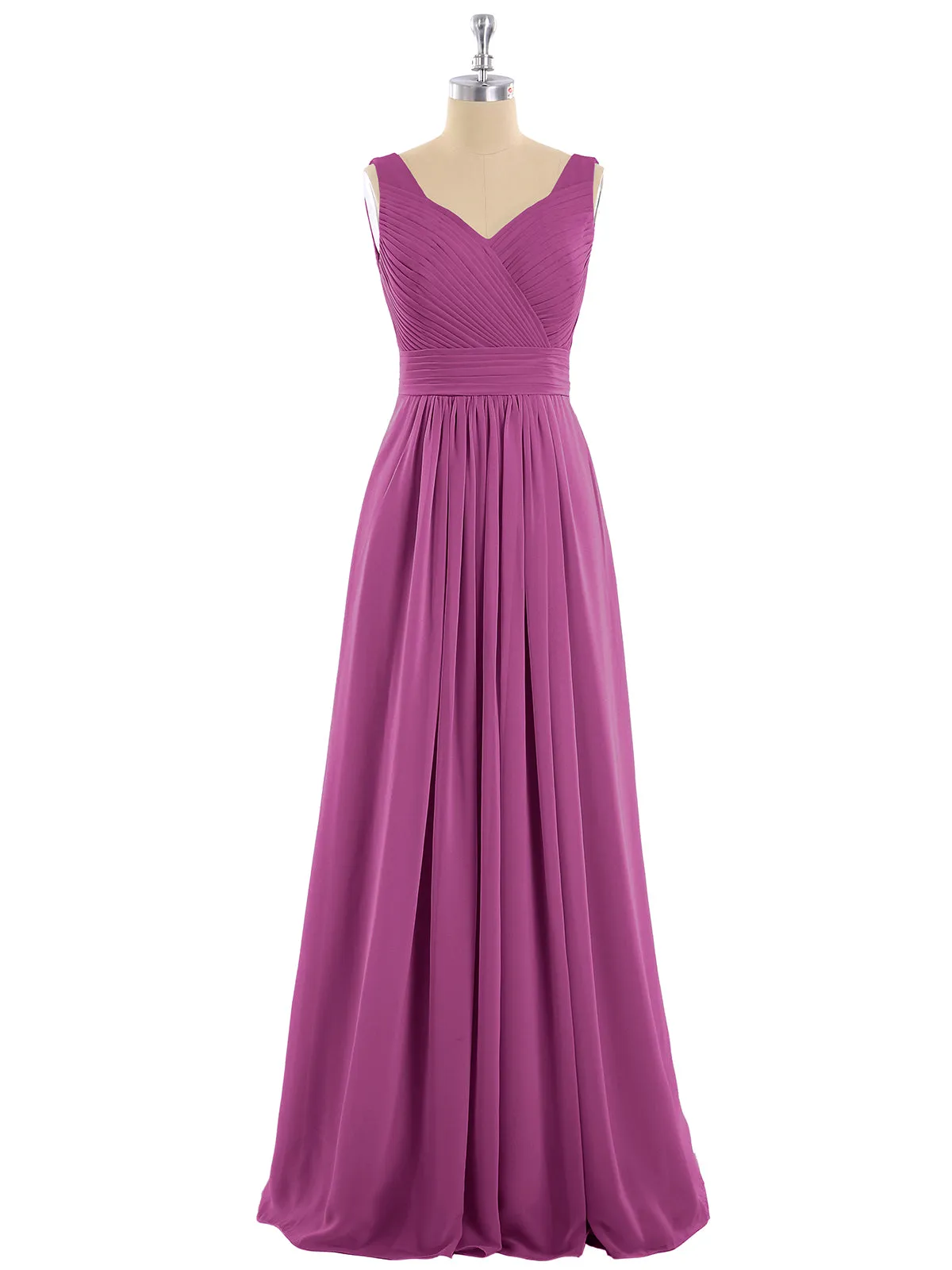 A-line Chiffon Floor Length V Neck Dresses Orchid Plus Size