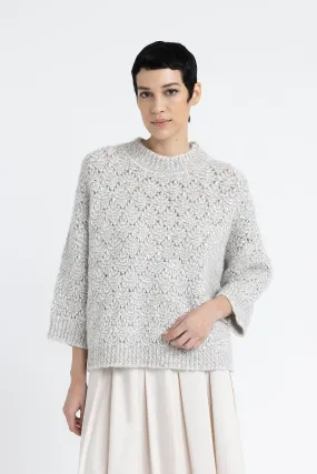 Alpaca blend, sequin and Lurex lace pattern sweater