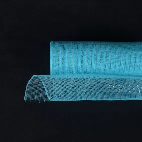 Aqua Blue - Deco Mesh Wrap Metallic Stripes ( 10 Inch x 10 Yards )