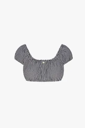 BABYDOLL TOP IN BLACK GINGHAM