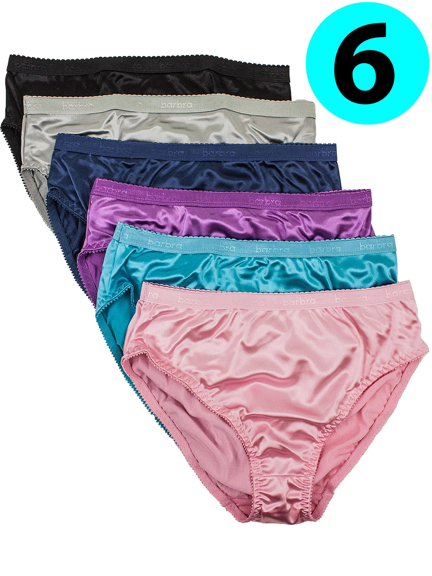 Barbra Women's Panties Silky Sexy Satin Bikini Small to Plus Sizes Multi-Pack