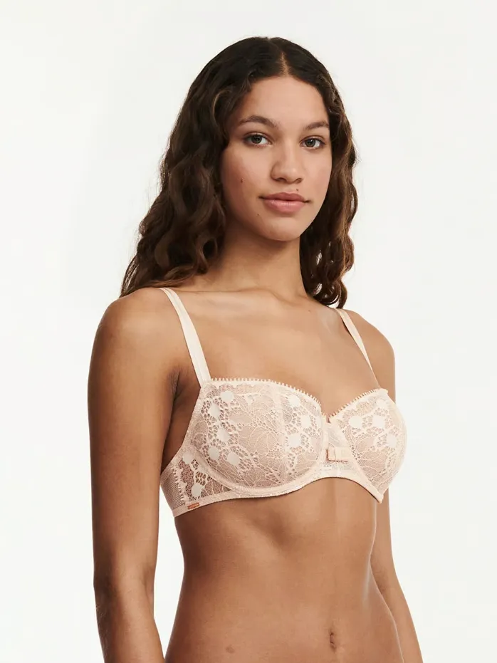 Beige Day to Night Lace Unlined Demi Bra