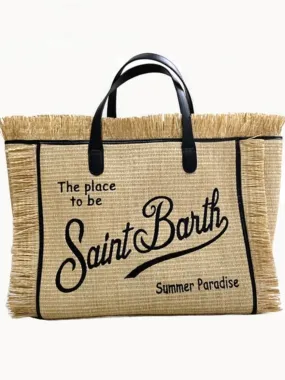 Beige natural big Saint Barts boho handbag