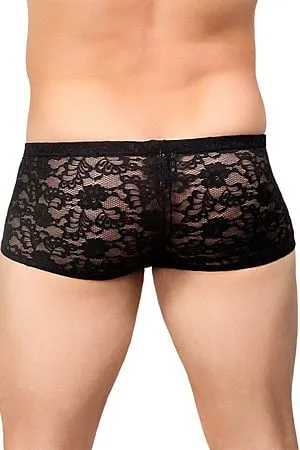 Black Stretch Lace Mini Short