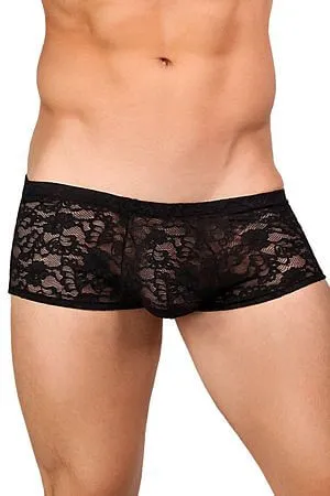 Black Stretch Lace Mini Short