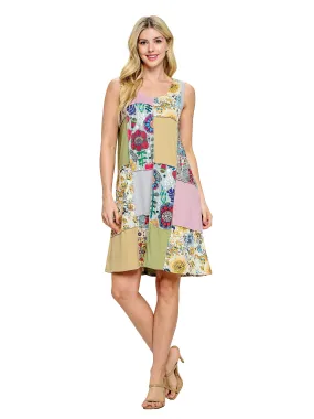 Boho Floral Dress A-Line Patchwork