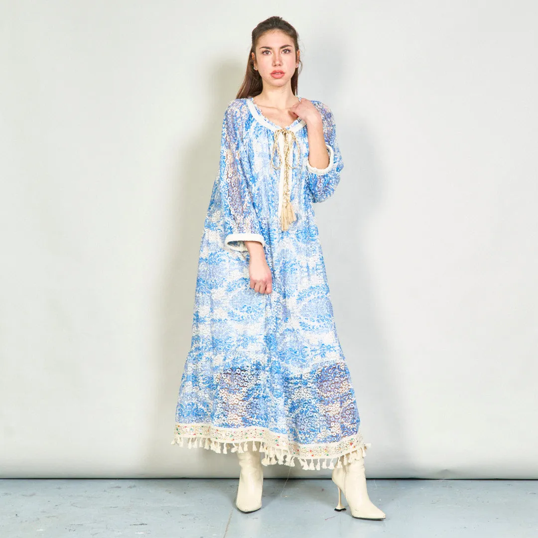 Boho printed oversize maxi dress with tassels wholesale