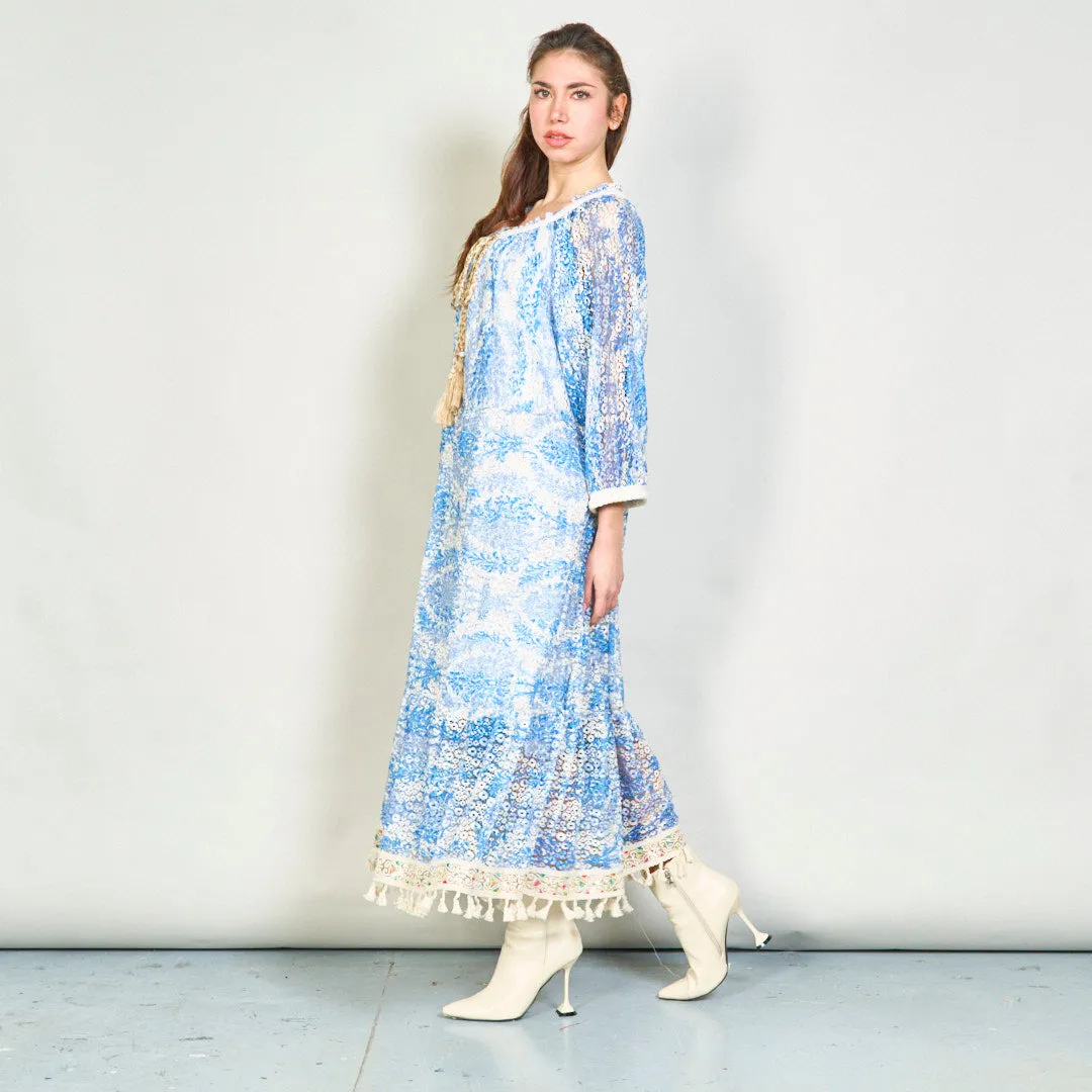 Boho printed oversize maxi dress with tassels wholesale