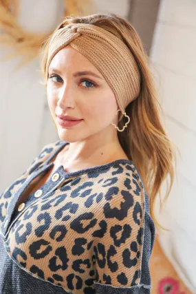 Camel Knit Twist Stretchy Headband