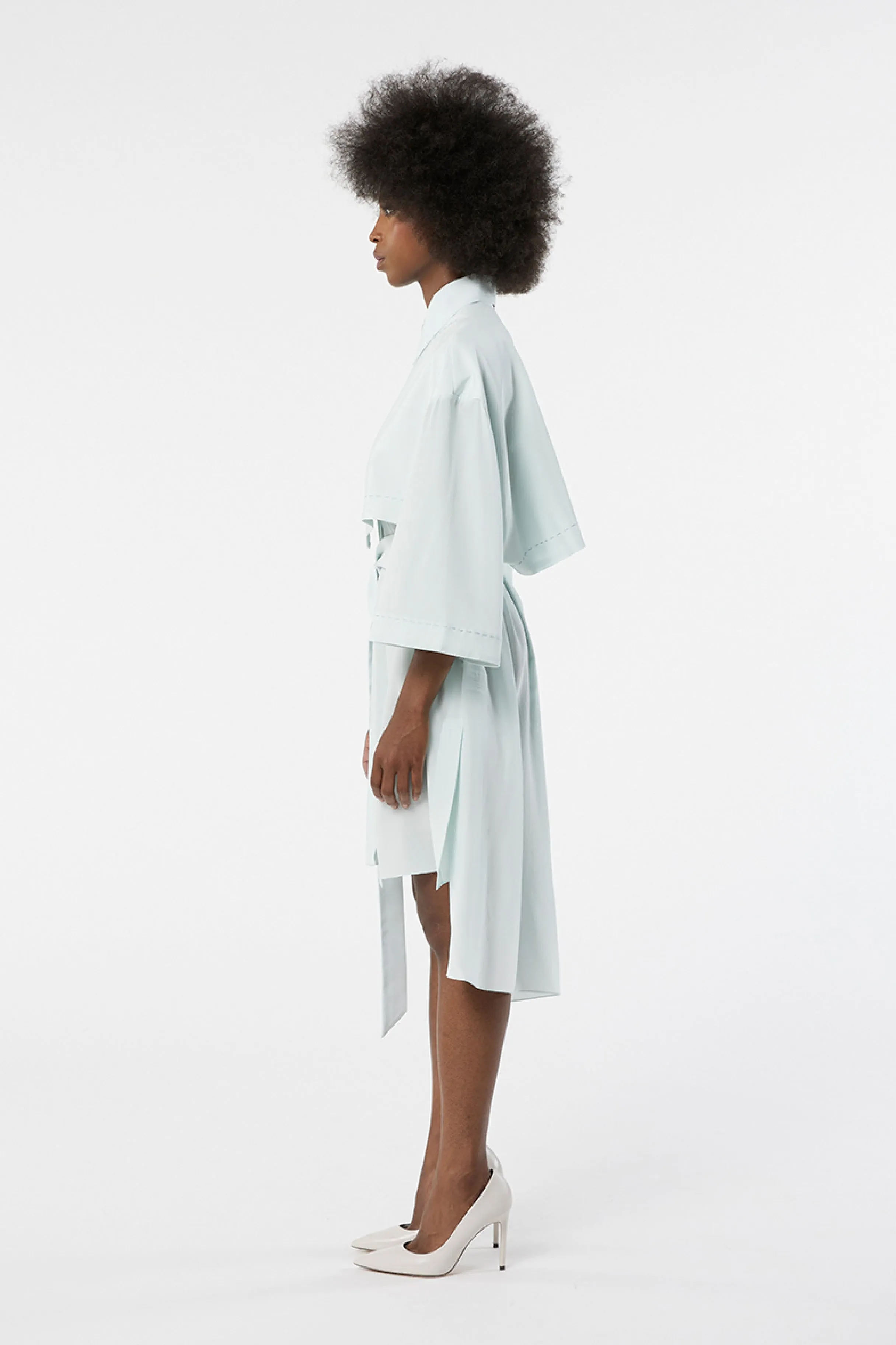 CHIAPAS mist blue - silk airy trench dress