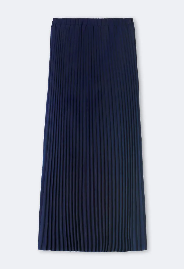 Choice Pleated Flared Basic Skirt Navy