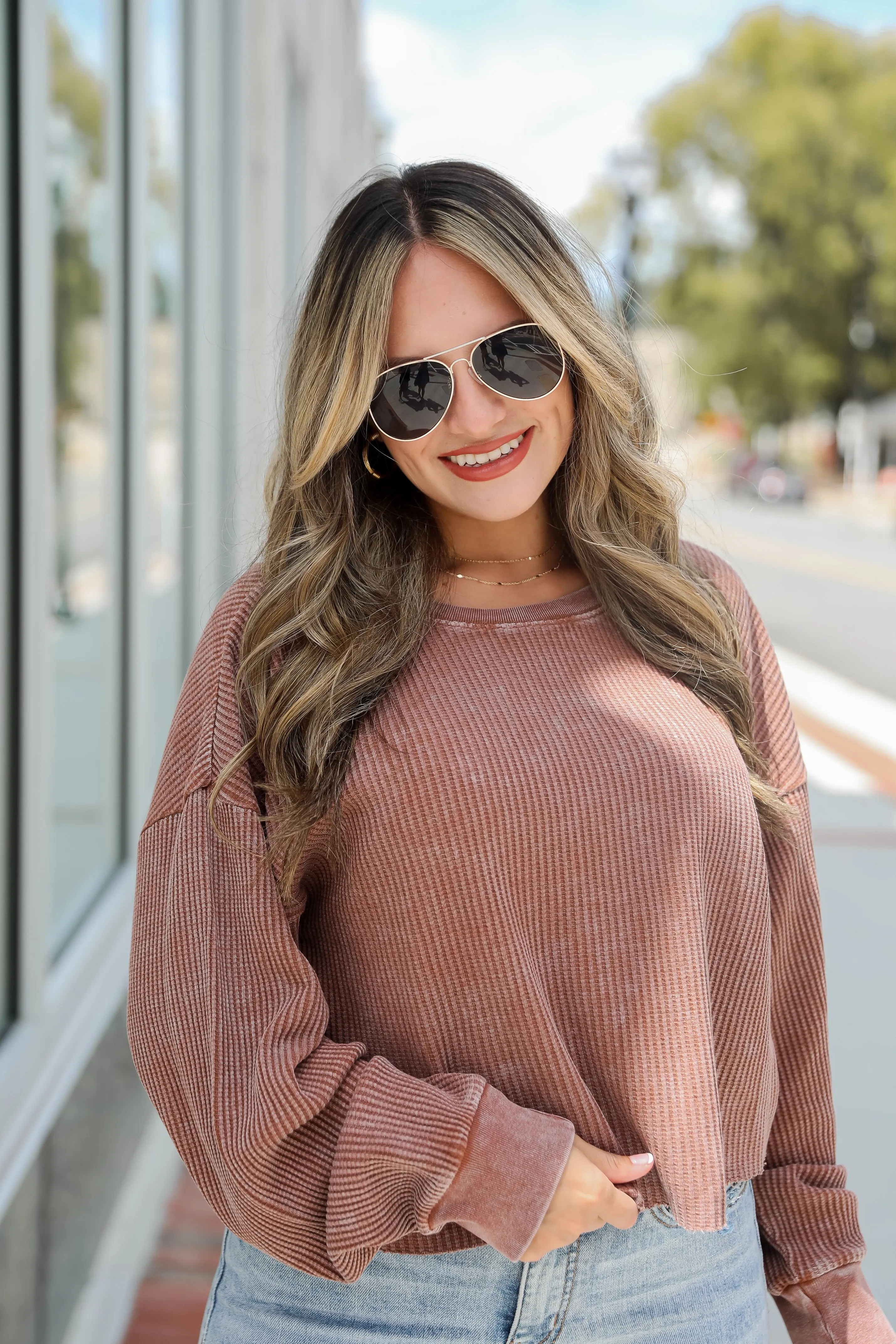 Dakota Waffle Knit Top - DU DEAL