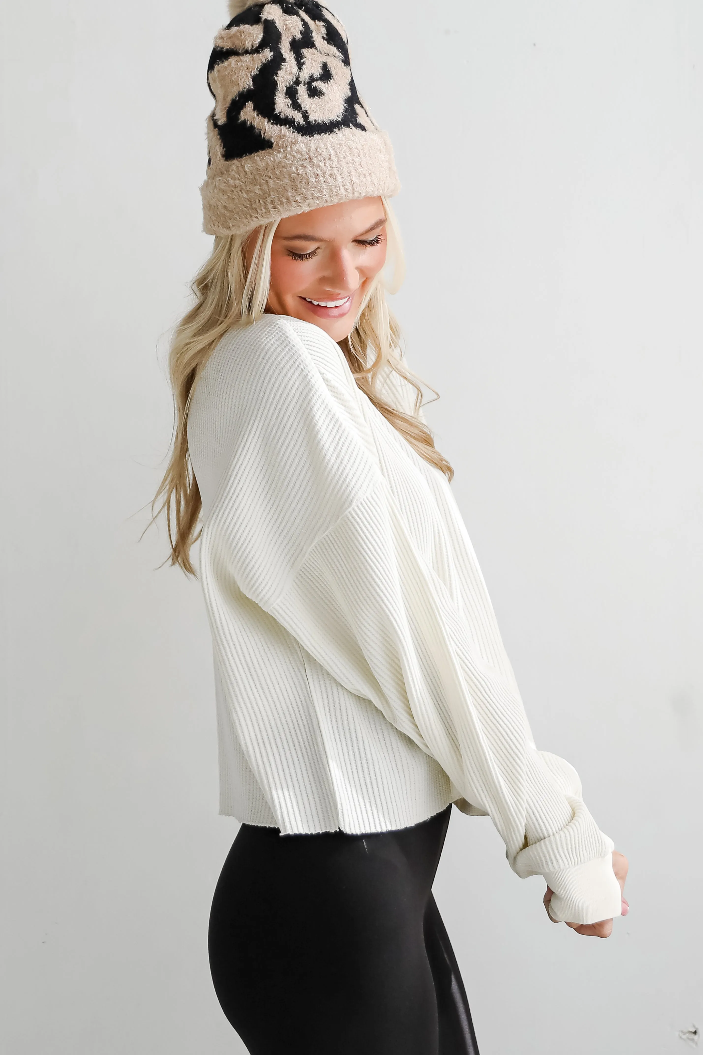 Dakota Waffle Knit Top - DU DEAL