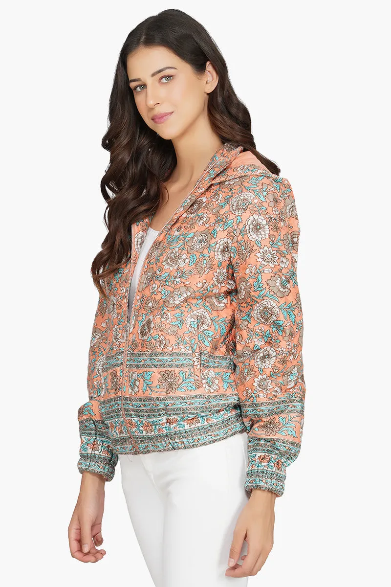 Georgia Peach Floral Bomber Jacket