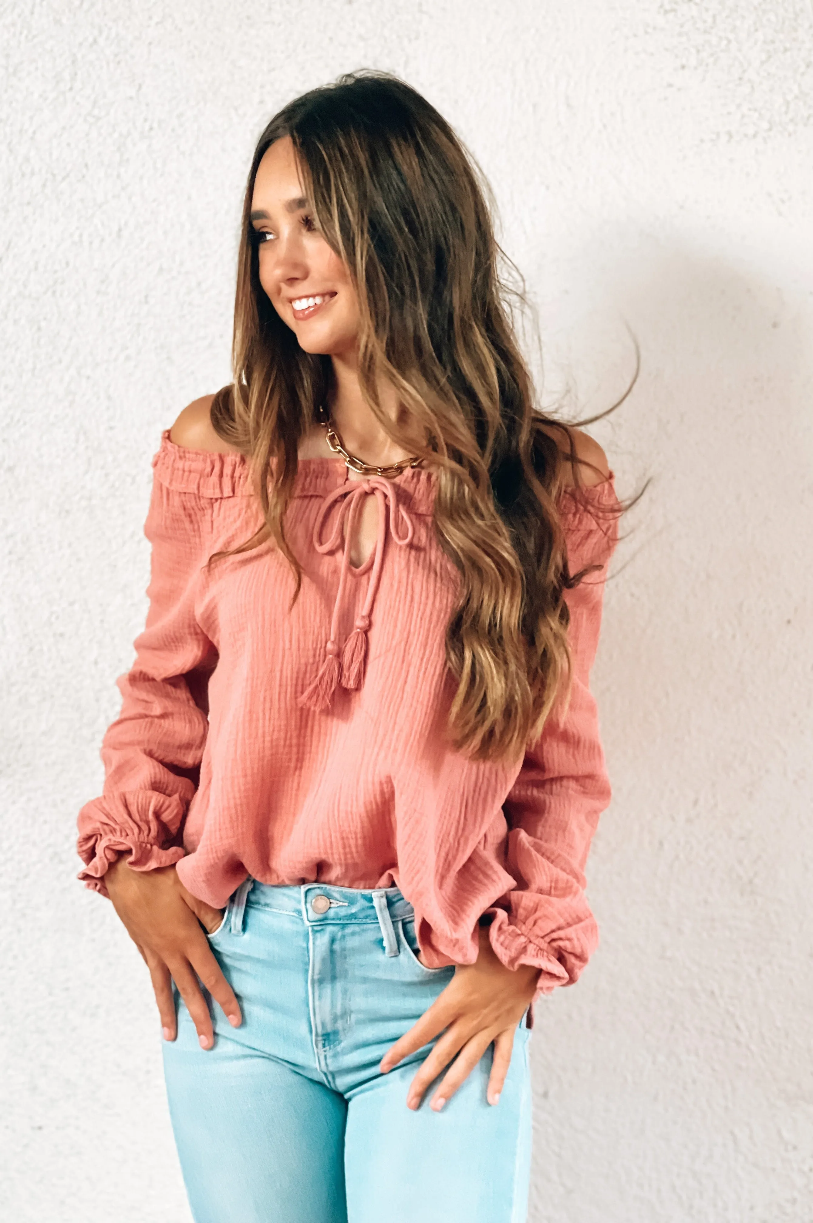 Guava Boho Gauze Blouse