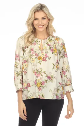 Johnny Was Jade Love Isabella Floral 3/4 Sleeve Blouse Boho Chic L14523