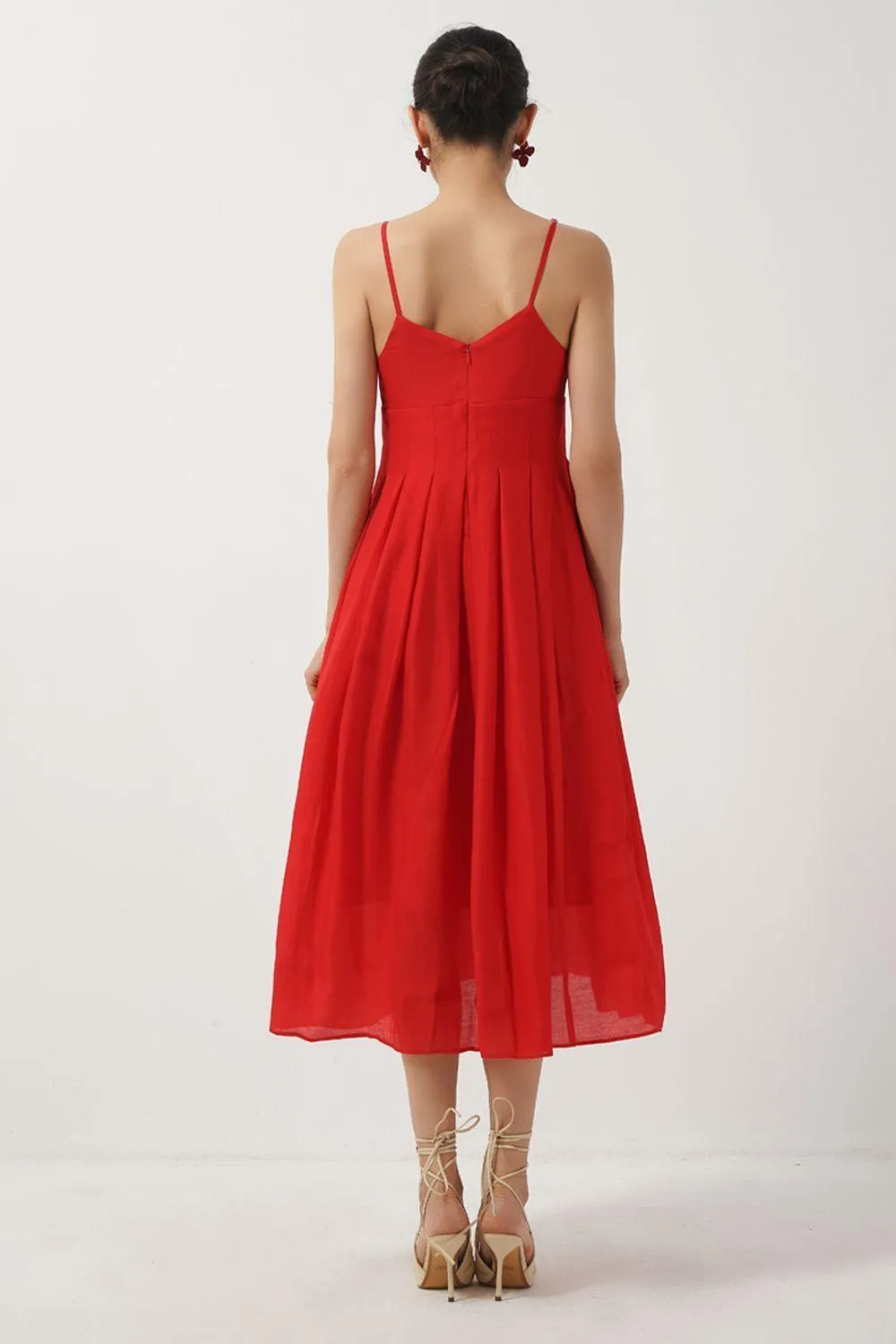 Josephine A-line Heart Neck Silk Midi Dress