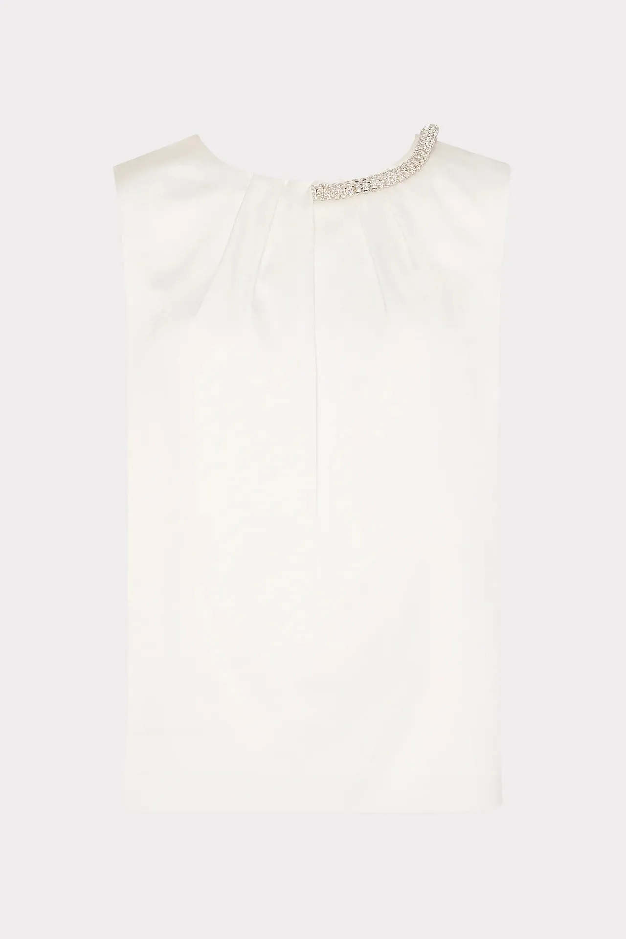 Lily Satin Crystal Embellished Top - White