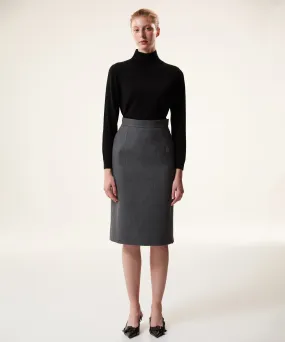 Machka Wool Side Zip Skirt Grey