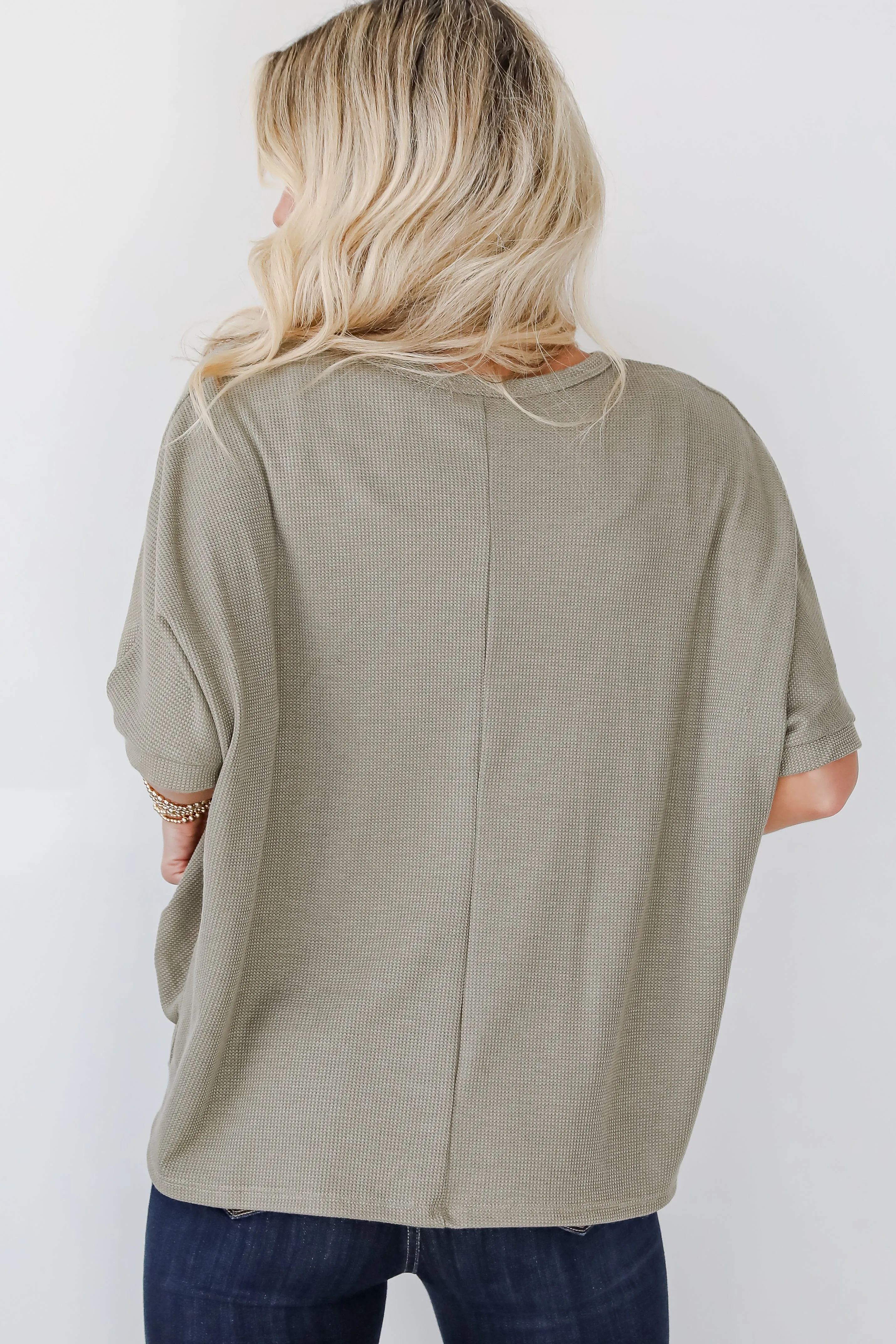 Missy Olive Waffle Knit Top - DOORBUSTER