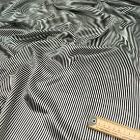 Printed Satin Design-21 Black & Silver Stripes