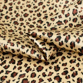 Printed Satin Design-35 Brown Leopard on Cream