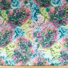 Printed Satin Design-62 Blue, Pink & Green Floral