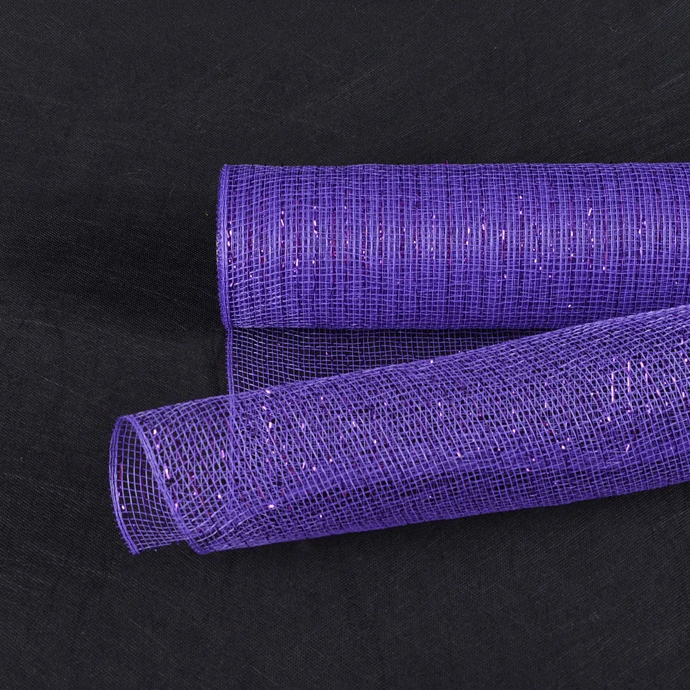 Purple - Deco Mesh Wrap Metallic Stripes ( 10 Inch x 10 Yards )