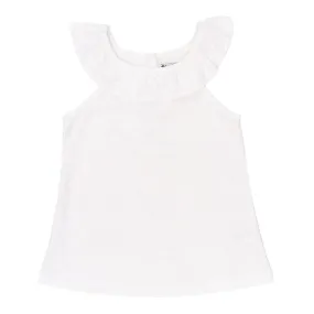 Ruffle Collar Top - White