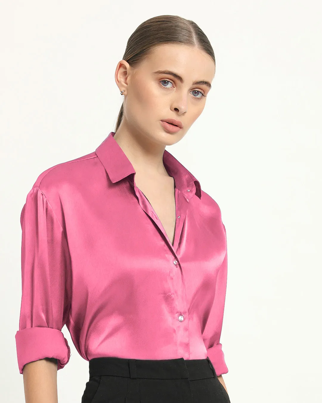 Satin Effect Classic French Rose Shirt