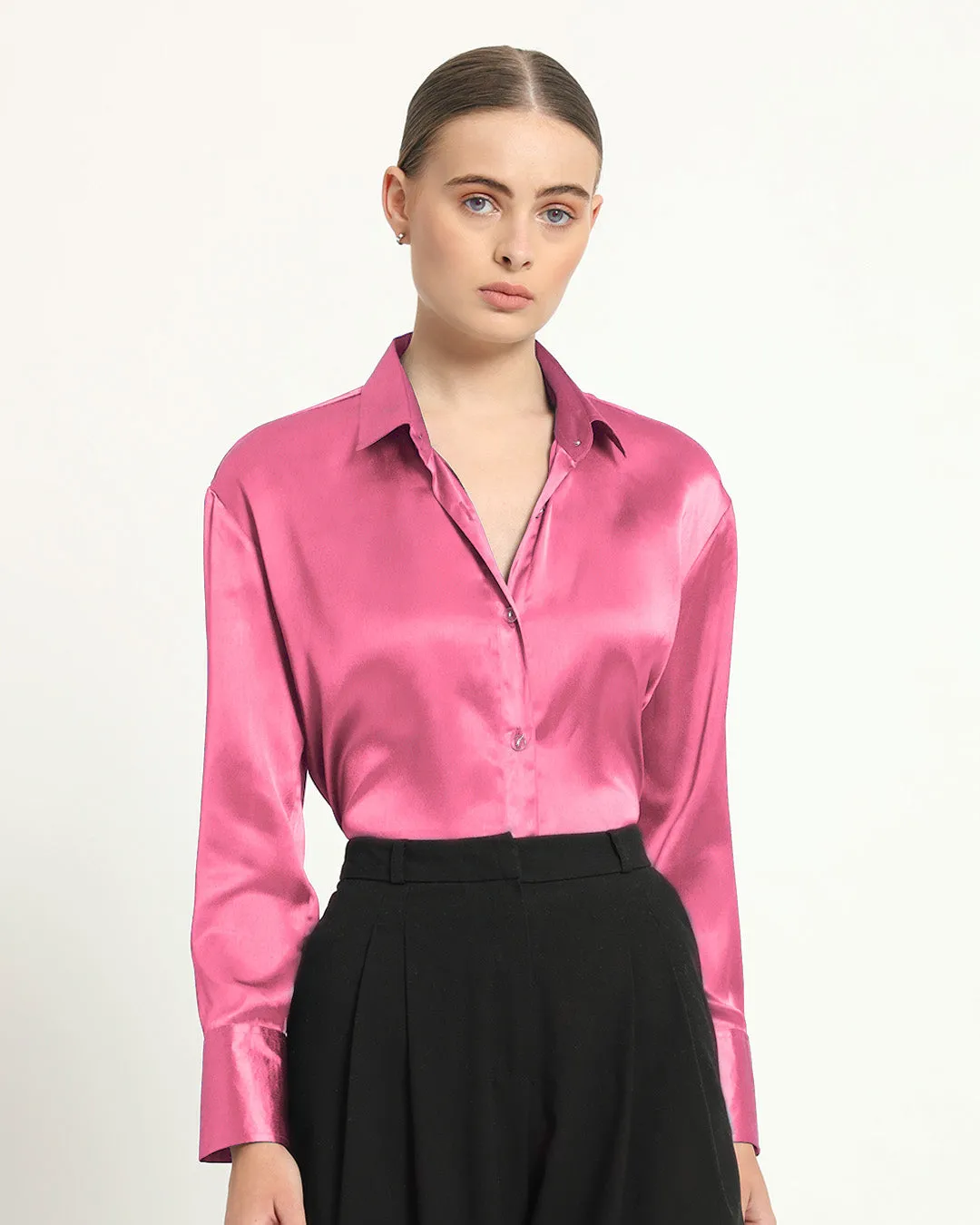 Satin Effect Classic French Rose Shirt