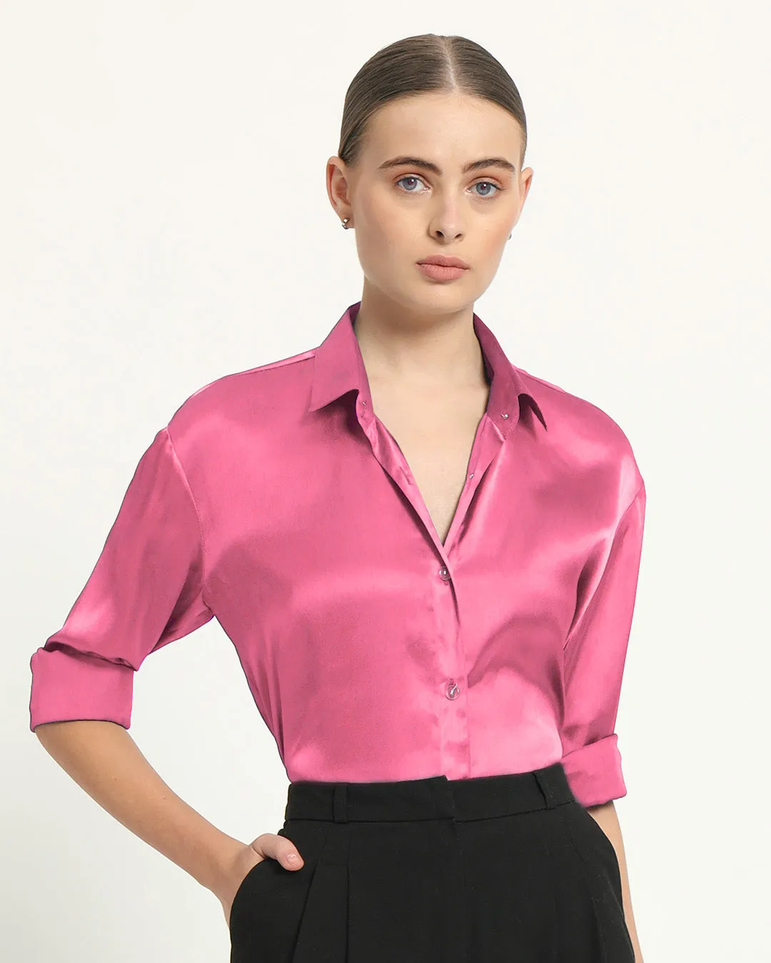 Satin Effect Classic French Rose Shirt