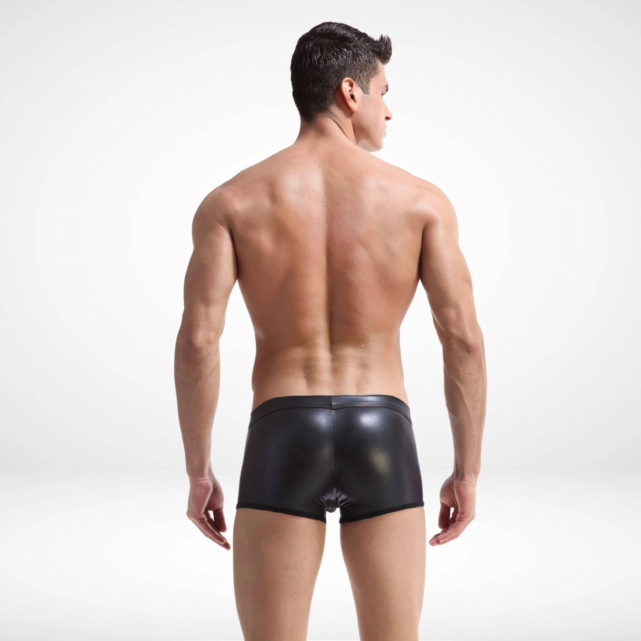 Sheer Front Faux Leather Boxer Briefs