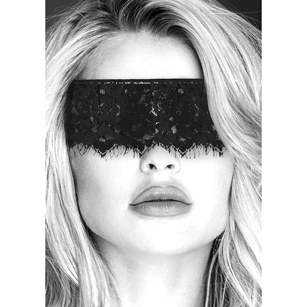 Shots - Ouch Black and White Lace Eye Mask with Elastic Straps (Black)