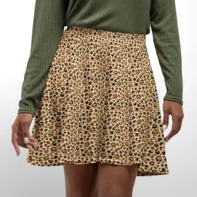 Skull Leopard Print Skater Skirt