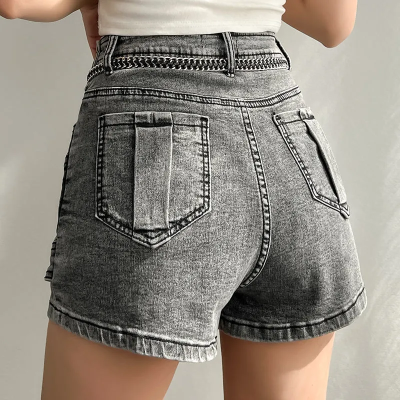 Smokey gray jeans irregular skirt