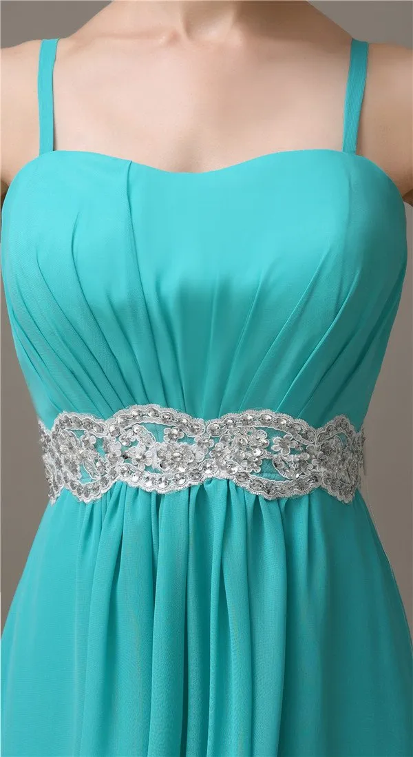 Spaghetti Straps Sweetheart A-line Chiffon Appliques Bridesmaid Dresses