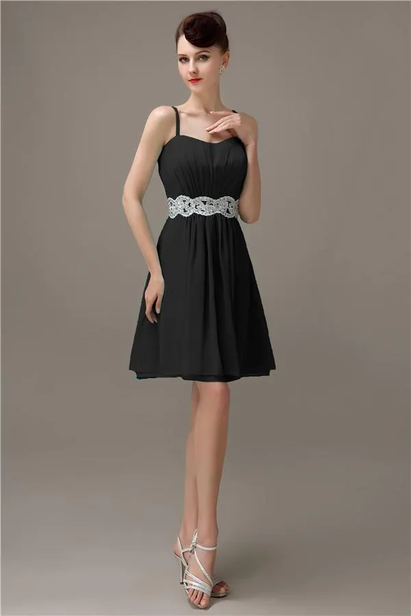 Spaghetti Straps Sweetheart A-line Chiffon Appliques Bridesmaid Dresses