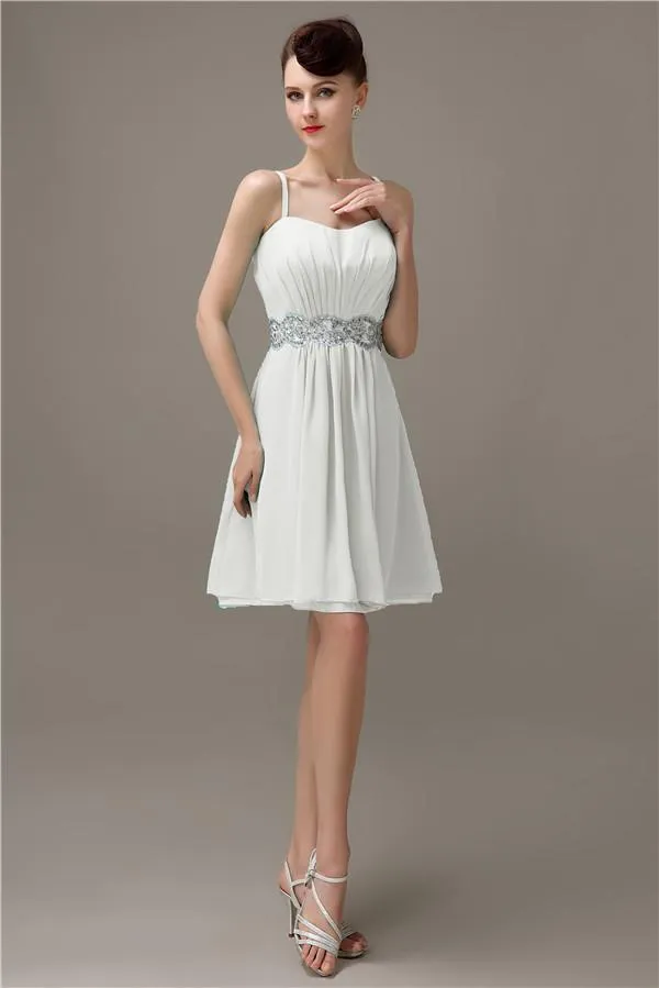 Spaghetti Straps Sweetheart A-line Chiffon Appliques Bridesmaid Dresses