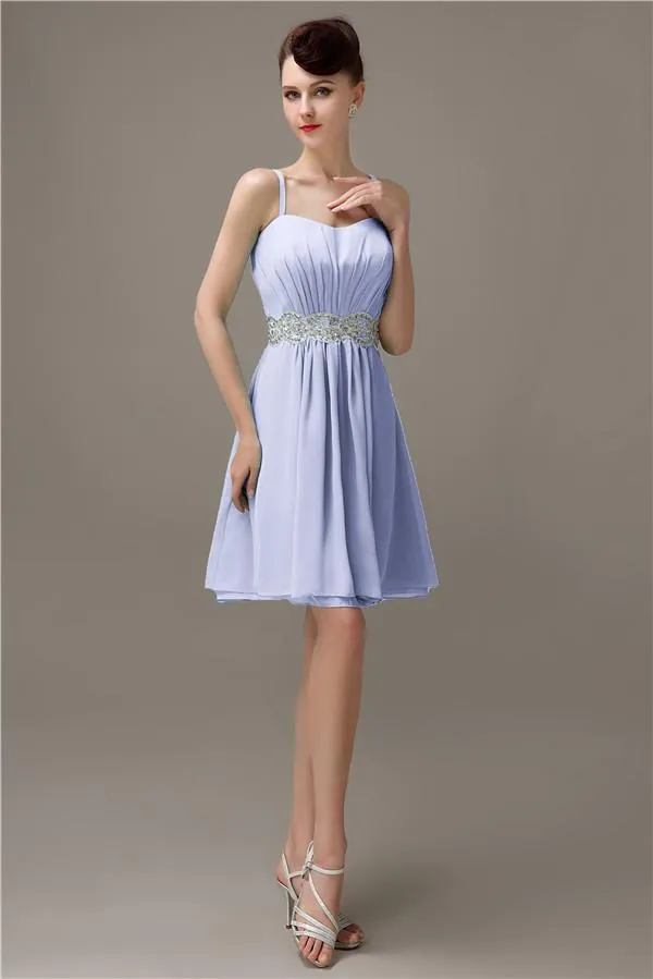 Spaghetti Straps Sweetheart A-line Chiffon Appliques Bridesmaid Dresses