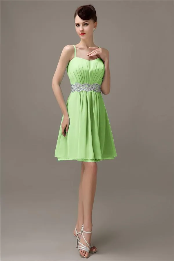 Spaghetti Straps Sweetheart A-line Chiffon Appliques Bridesmaid Dresses