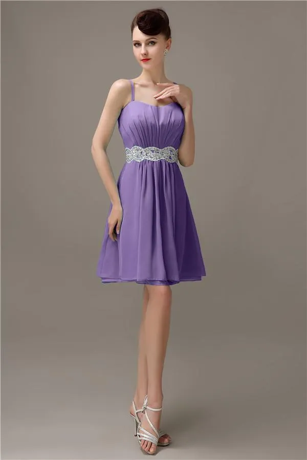 Spaghetti Straps Sweetheart A-line Chiffon Appliques Bridesmaid Dresses