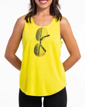 Super Soft Cotton Womens Sunglasses Tank Top in Yellow