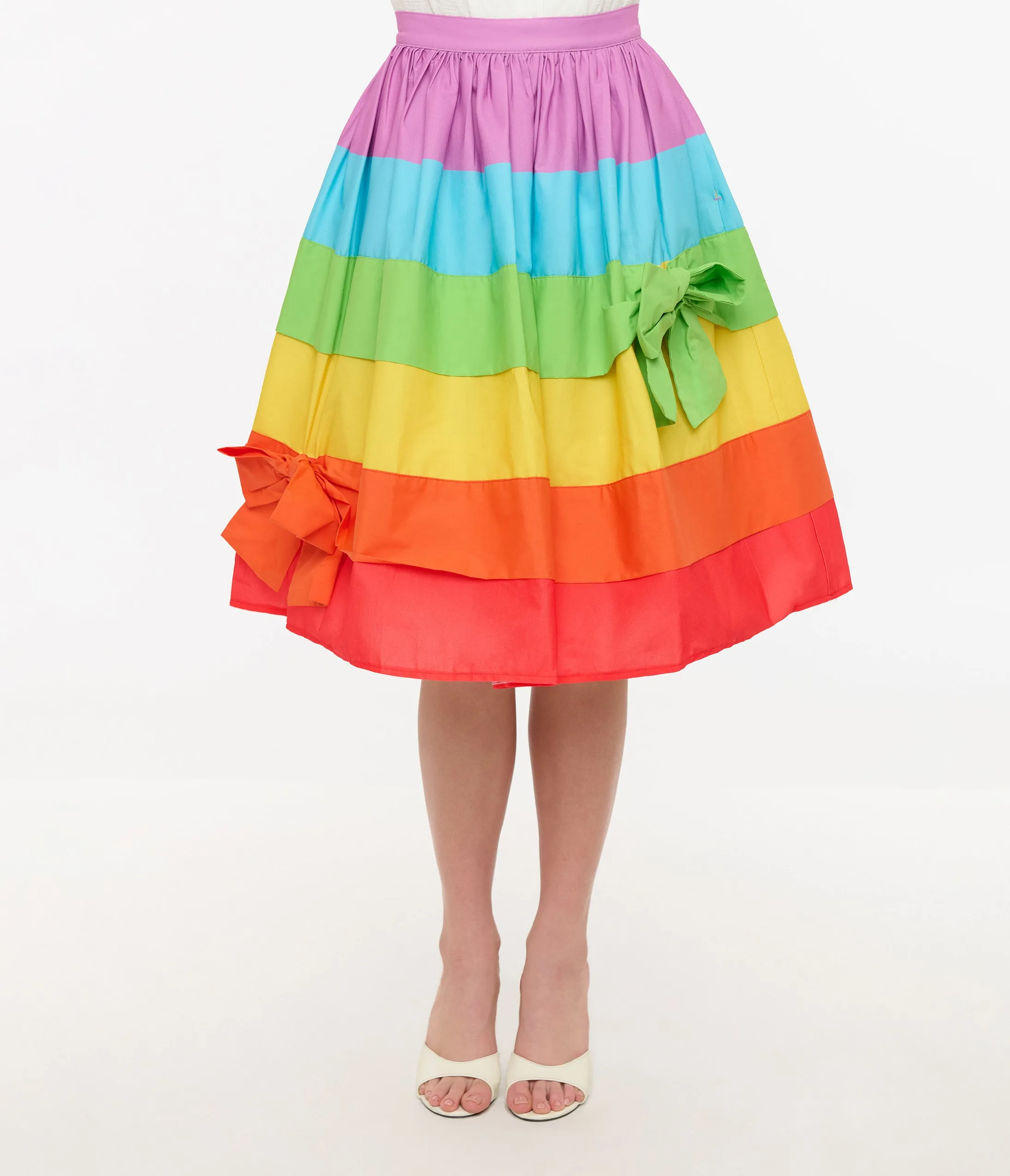 Unique Vintage 1950s Rainbow Stripe Gellar Swing Skirt