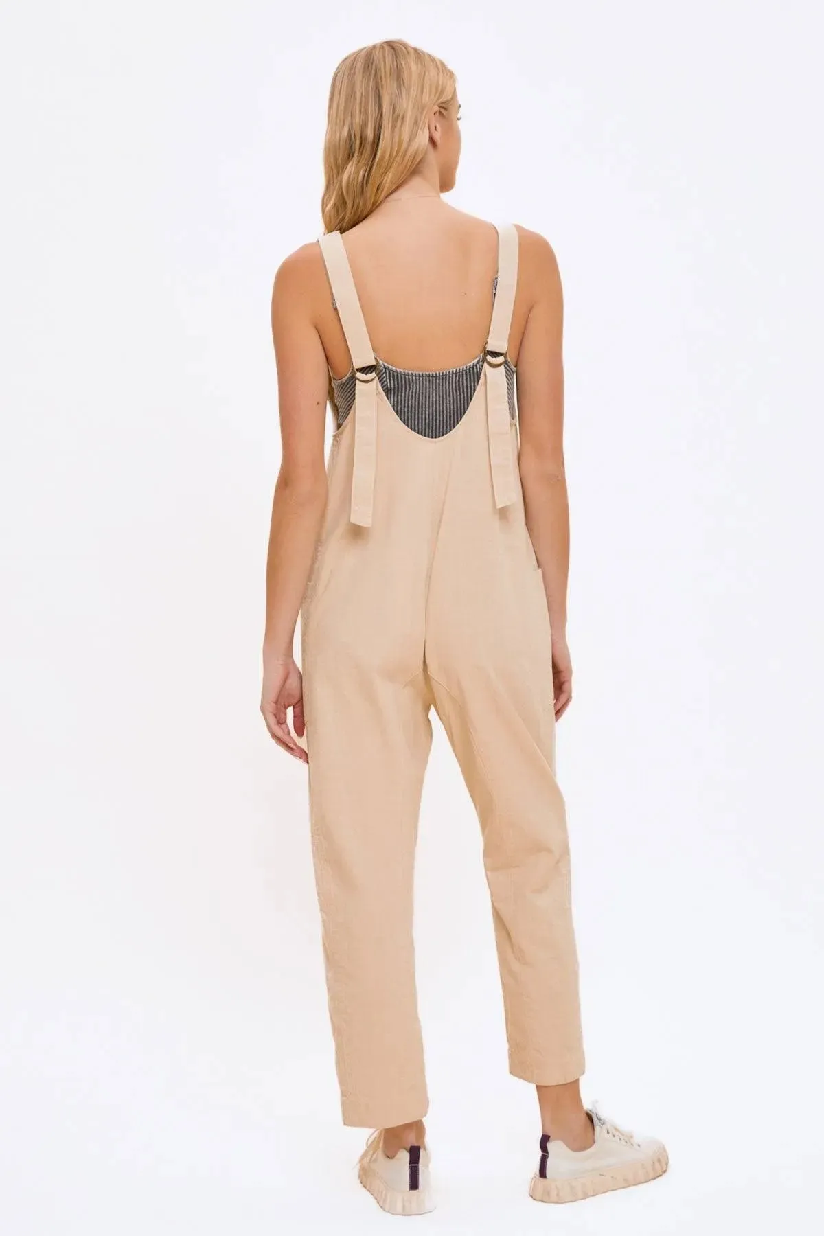 V-Neck Front Pocket Relaxed Fit Jumpsuit