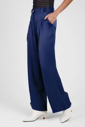 Wellen Satin Pant in Midnight Blue