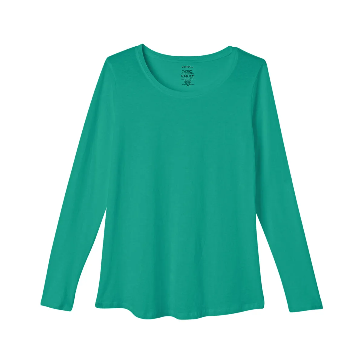 Womens Long Sleeve Round Neck Cotton Blend T-shirt